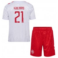 Camiseta Dinamarca Morten Hjulmand #21 Visitante Equipación para niños Eurocopa 2024 manga corta (+ pantalones cortos)